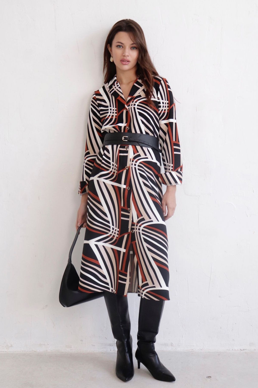 Платье-рубашка с английским воротником принт - Martichelli фото 274