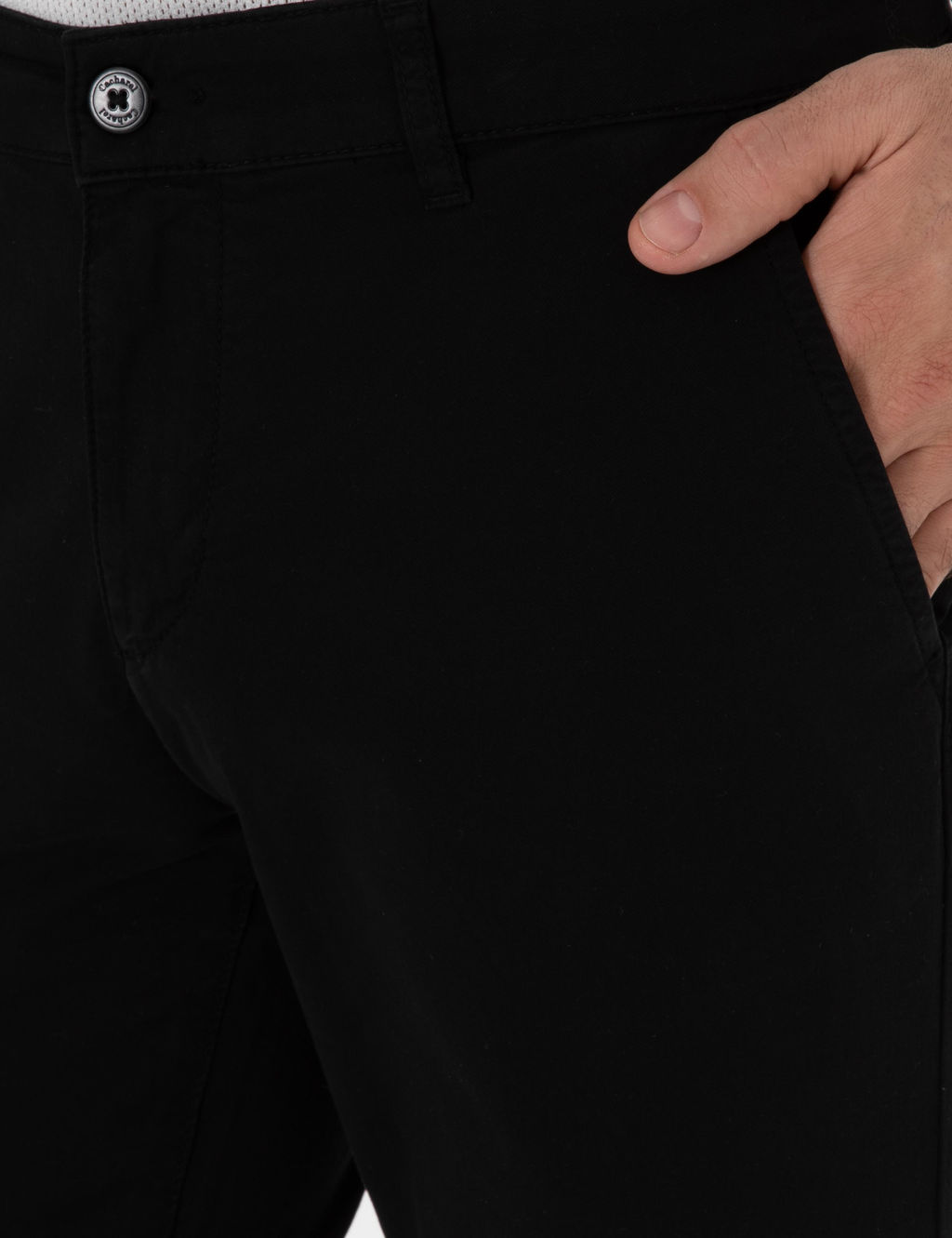 Siyah Slim Fit Pamuk Kar___ml_ Kanvas Pantolon - Cacharel фото 5