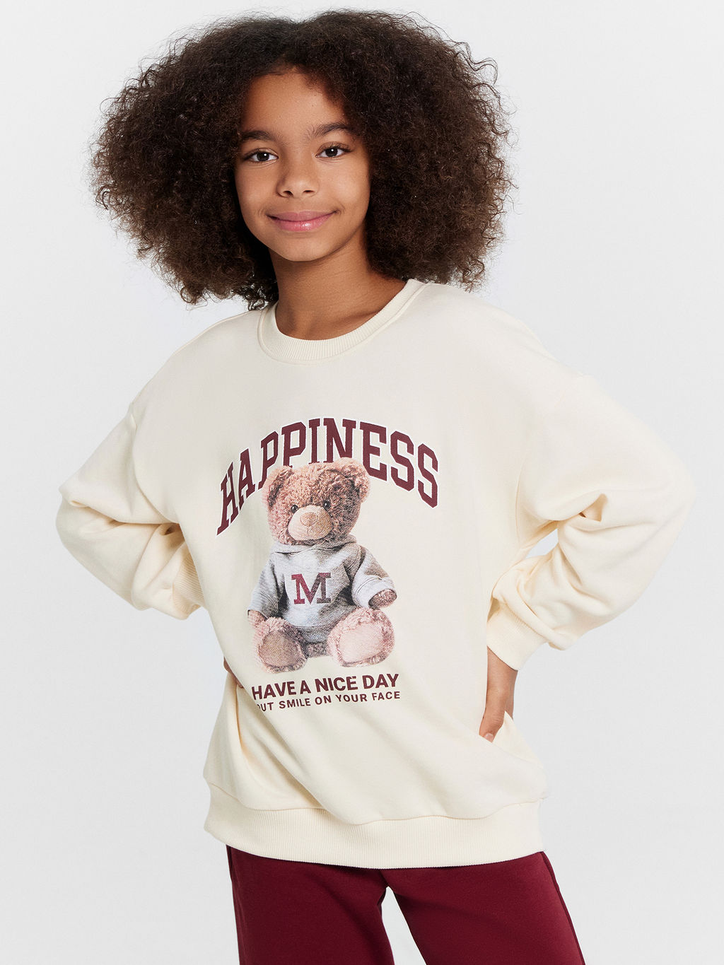 Свитшот для девочек кремовый с принтом Happiness - Mark formelle фото 2