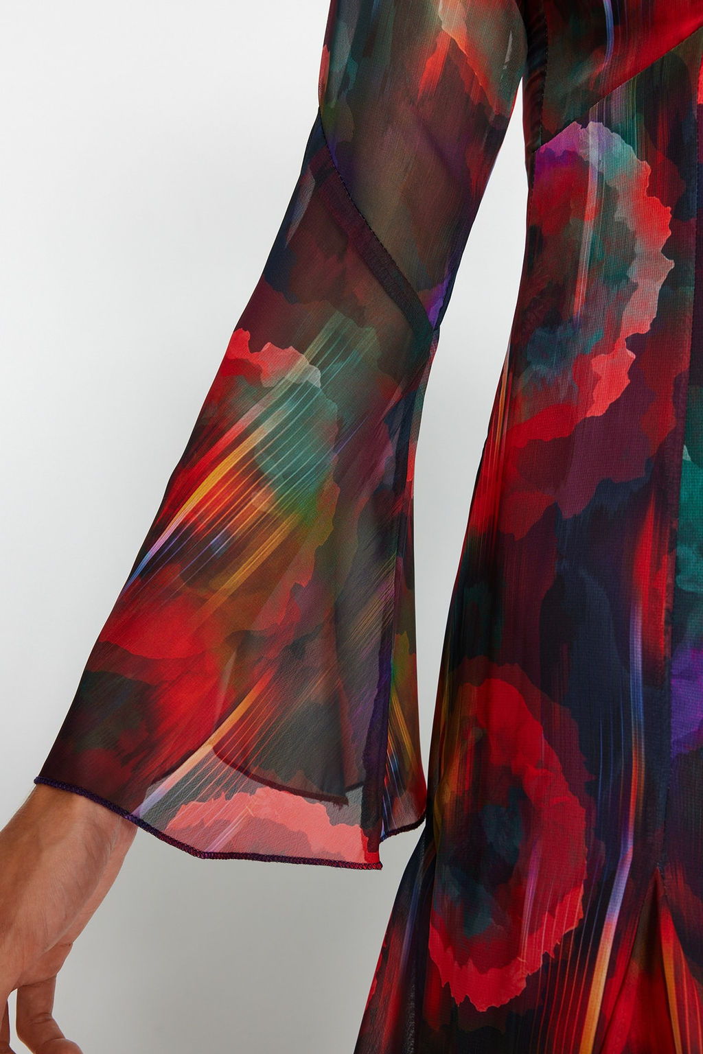 Trendyolmilla Cok Renkli A-Kesim Astarl? Sifon S?k Abiye Elbise TPRAW24EL00050 фото 6