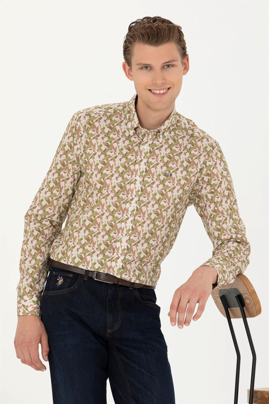 Мужская рубашка с длинным рукавом Stone - U.s. polo assn фото 2