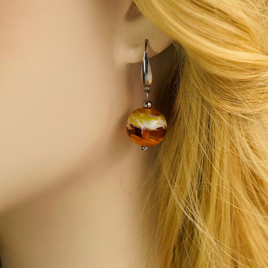 Серьги из муранского стекла LS3345/янтарный