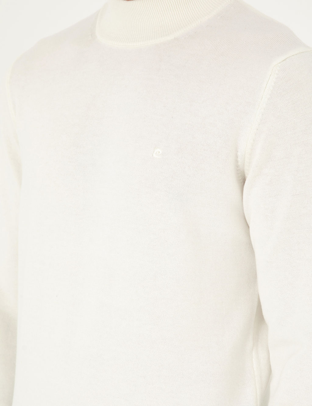 Ekru Slim Fit Yar_m Bal_k__ Yaka Basic Triko Kazak