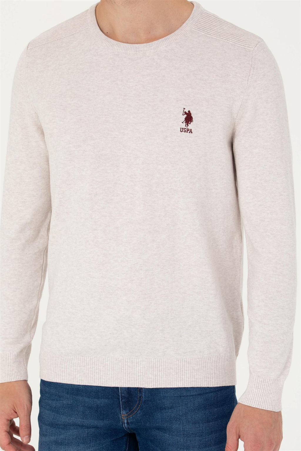 U. S. Polo Assn Мужской базовый свитер из каменного меланжа - U.s. polo assn фото 6