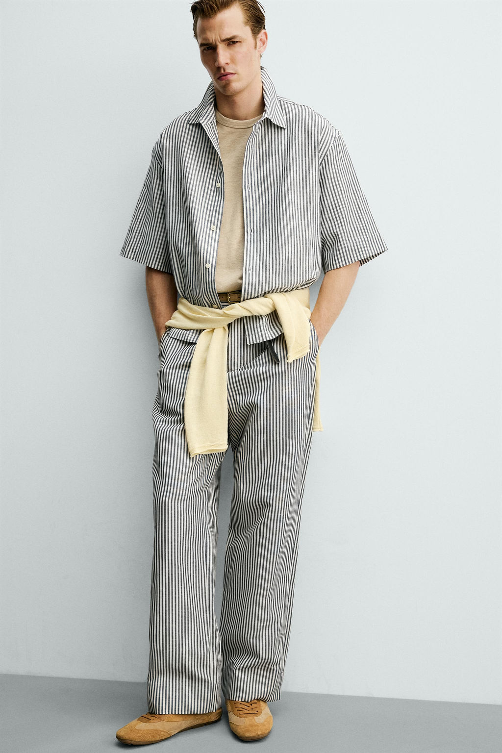 CAMISA RELAXED FIT RAYAS / ?ndigo - Zara фото 7