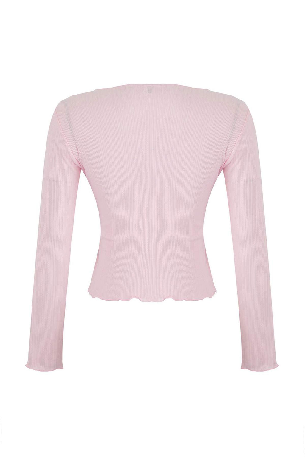 Teen Pembe Pointel Slim/Vucuda Oturan Orme Bluz TWOAW26BZ00012