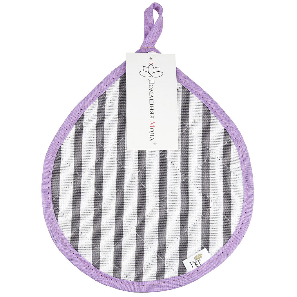 Прихватка 20х25см Лайн-3, форма Капелька, рогожка 171г/м2, хлопок 100%, наполнитель - ватин 280г/м2, на пластмассовом подвесе, Домашняя мода (Россия)  фото 3