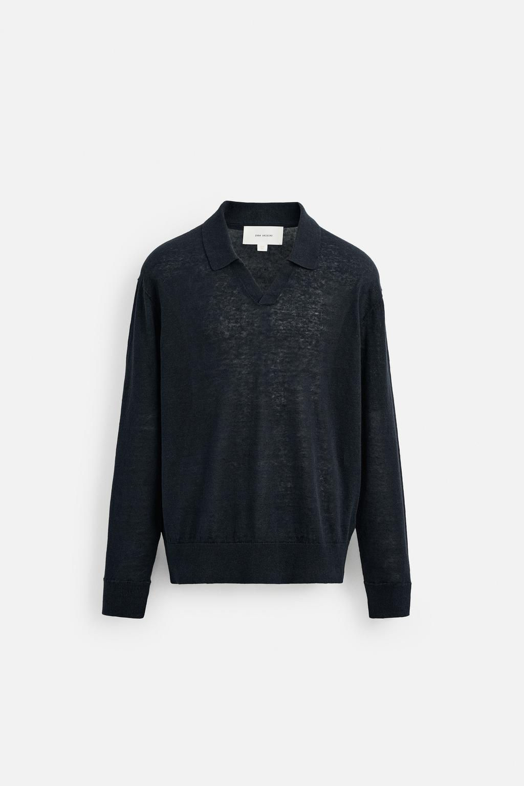 100% LINEN KNIT POLO SHIRT - Zara фото 7