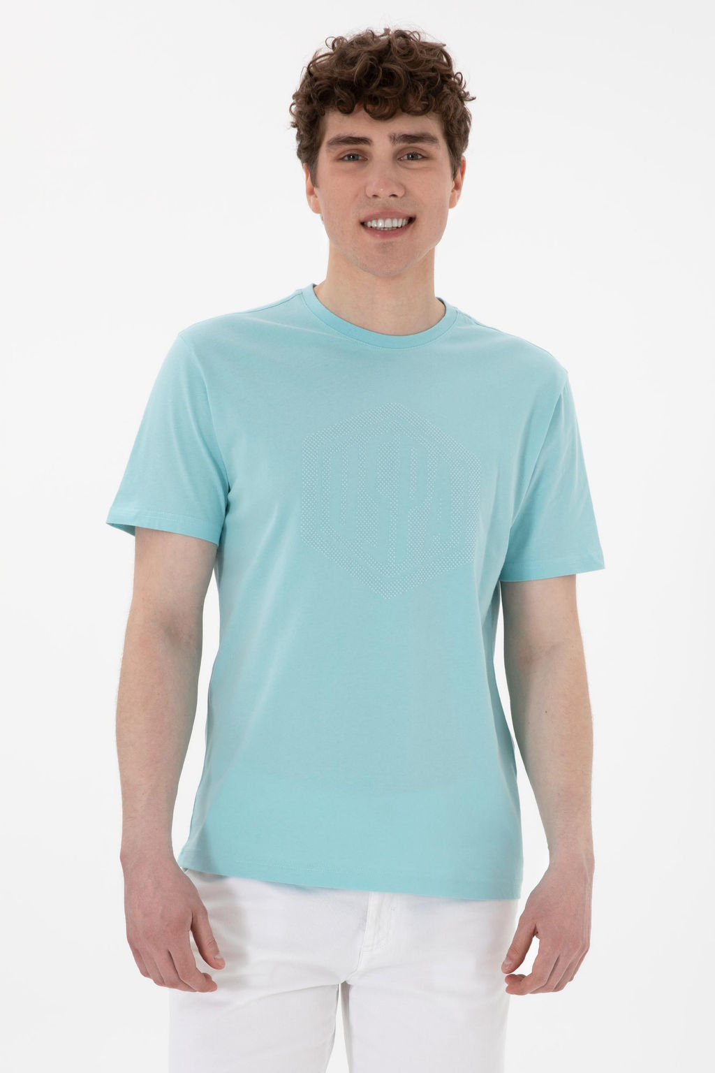 Erkek Regular Fit Bisiklet Yaka Aqua Ti__rt Sepette S_rpriz _ndirim