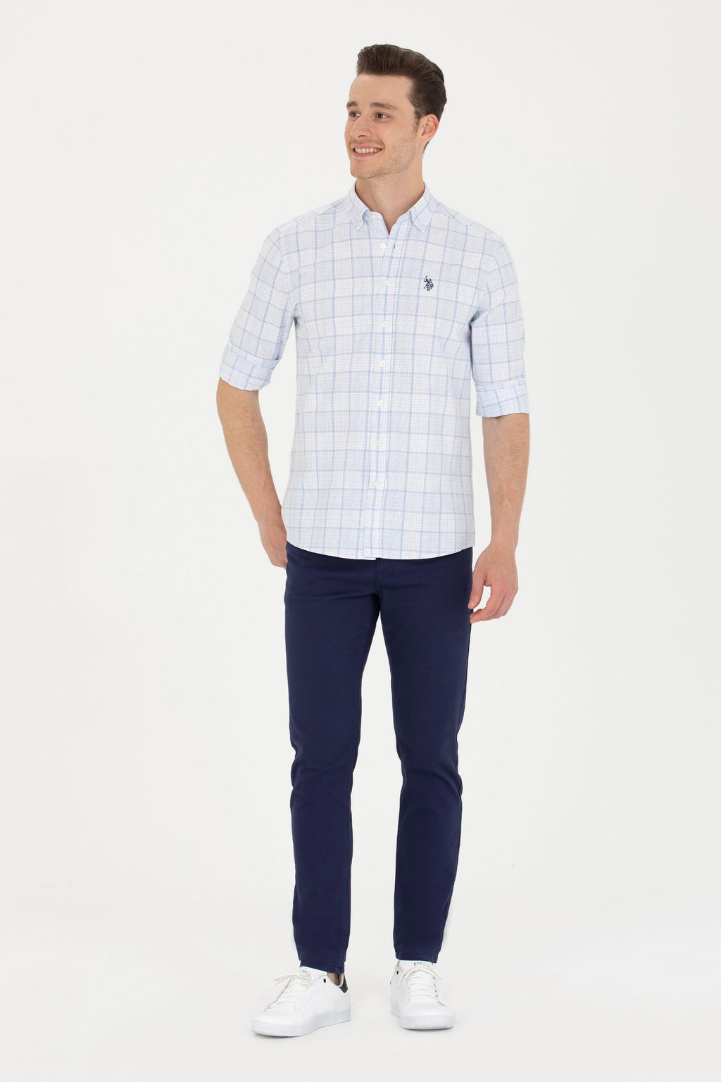 U. S. Polo Assn Мужская синяя рубашка в клетку - U.s. polo assn фото 4