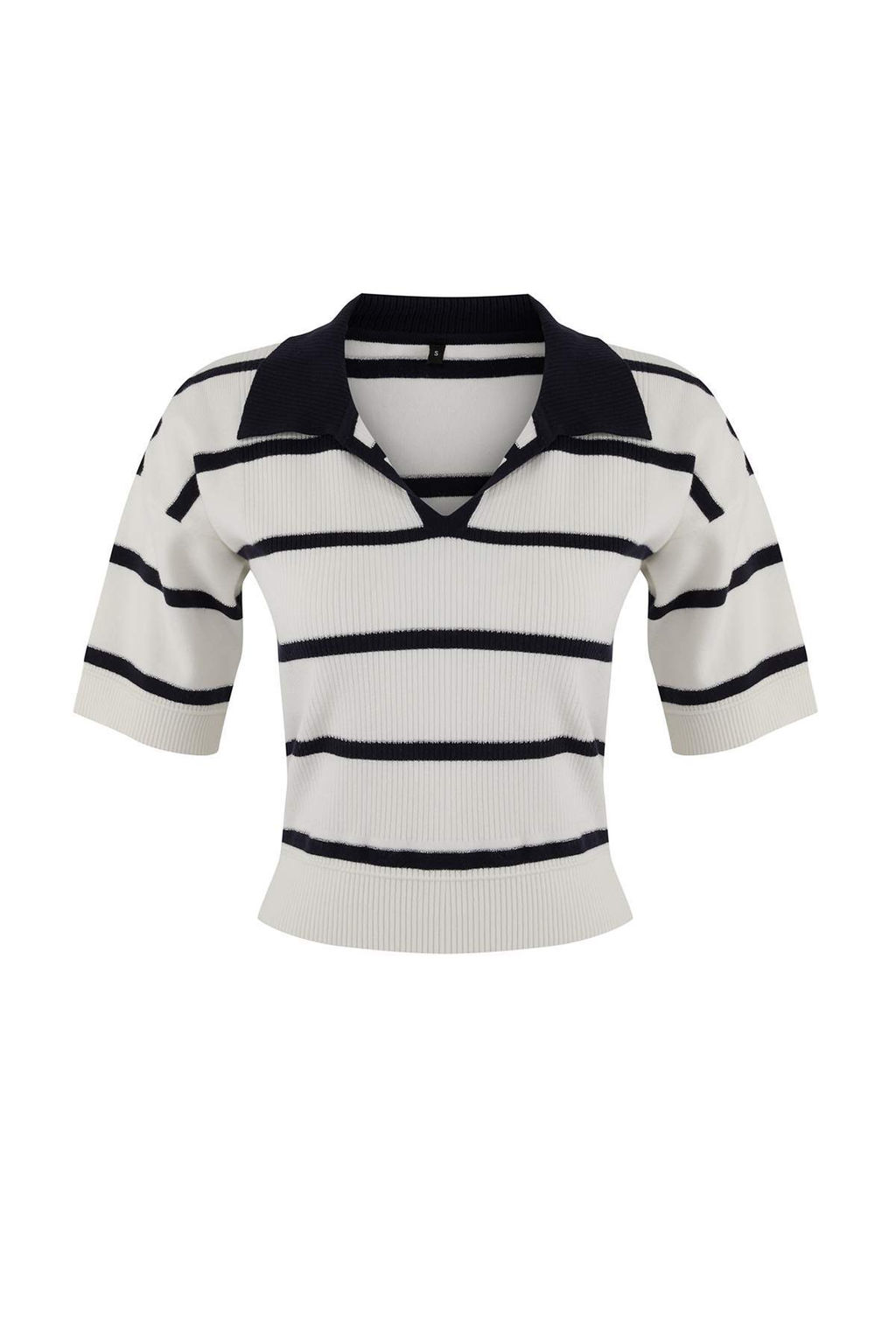 Lacivert Polo Yaka Cizgili Triko Bluz TWOSS26BZ00121