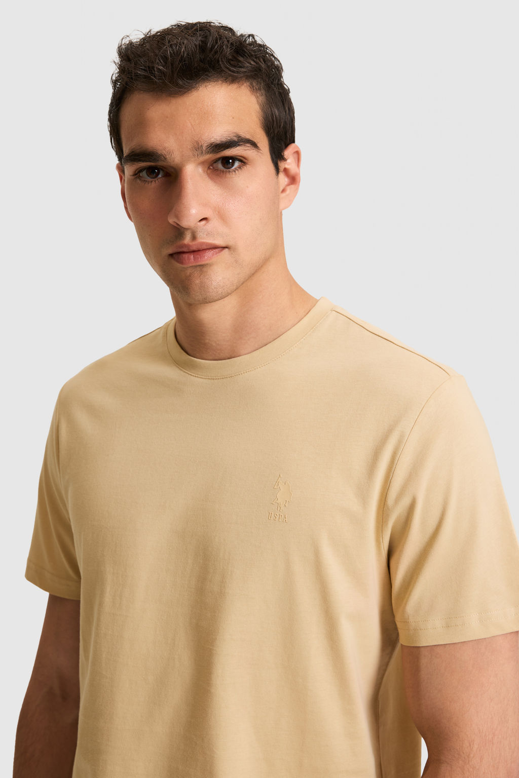 Erkek Regular Fit Bisiklet Yaka Bej Basic Ti__rt - U.s. polo assn фото 2
