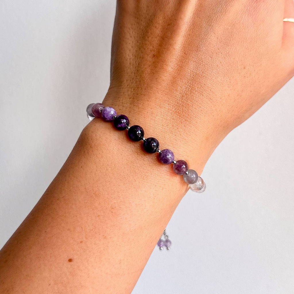 Браслет "Сахасрара" из камней для проработки седьмой чакры регулируемый