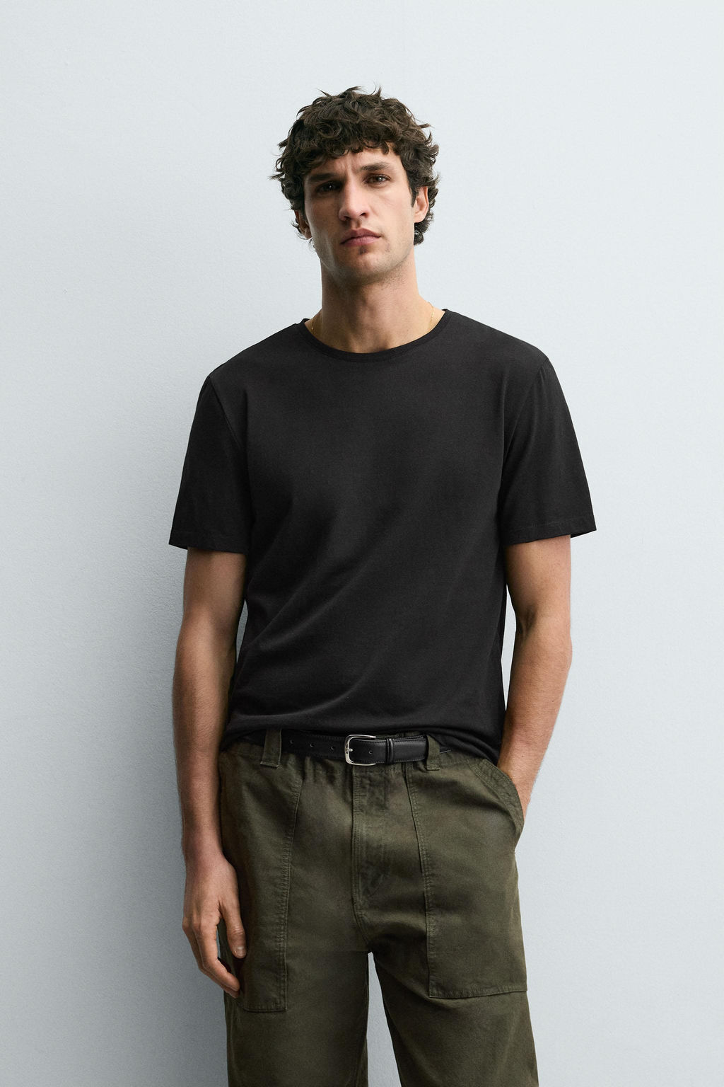 CAMISETA SLIM FIT B?SICA / Negro - Zara фото 2