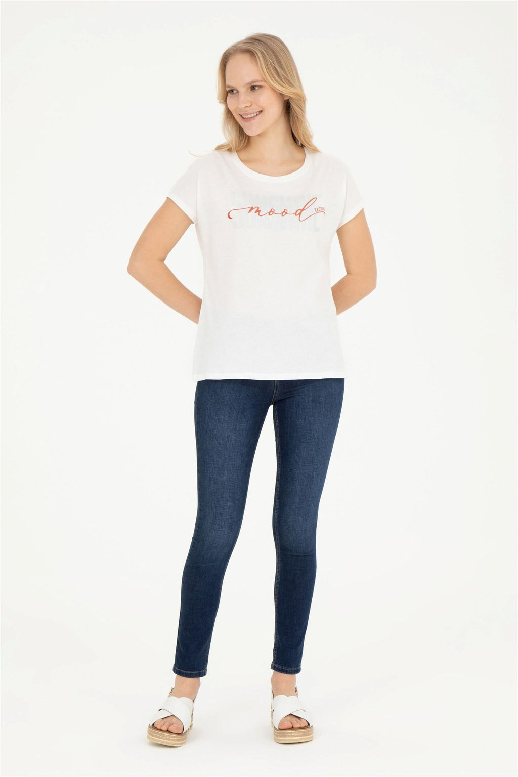 Женская футболка цвета экрю - U.s. polo assn фото 4