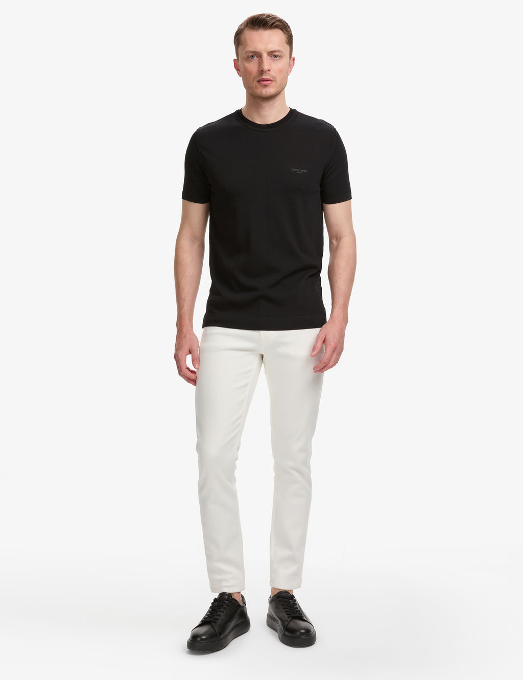Siyah Slim Fit Bisiklet Yaka Triko Ti__rt