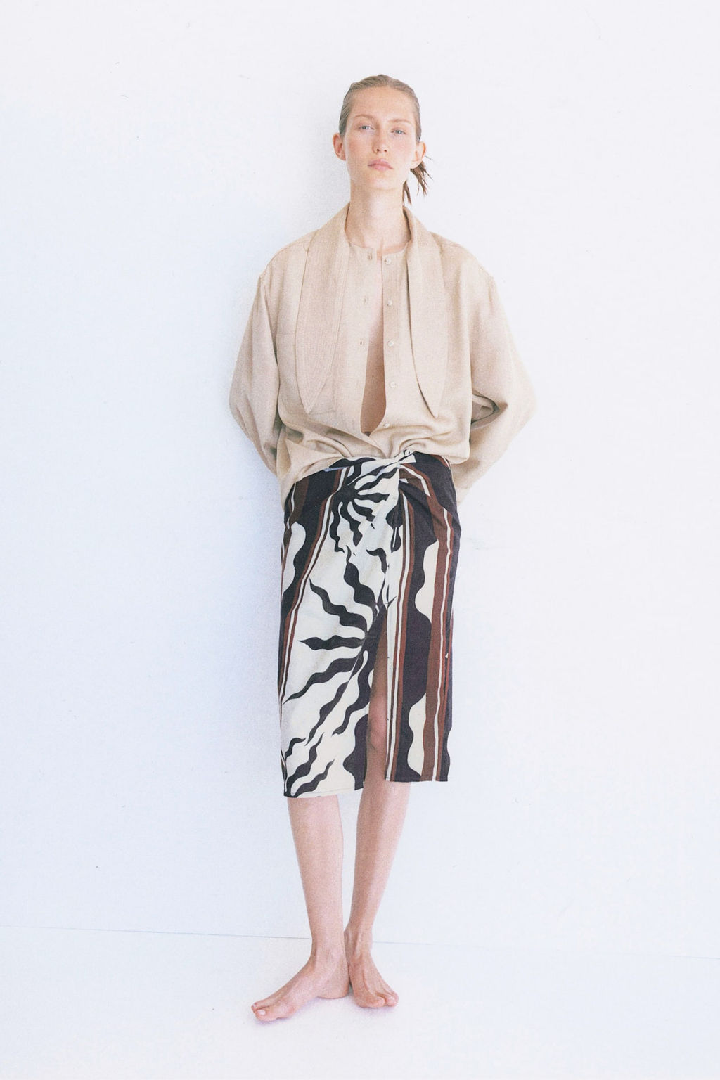 Falda en mezcla de lino con detalle girado - H&m фото 2