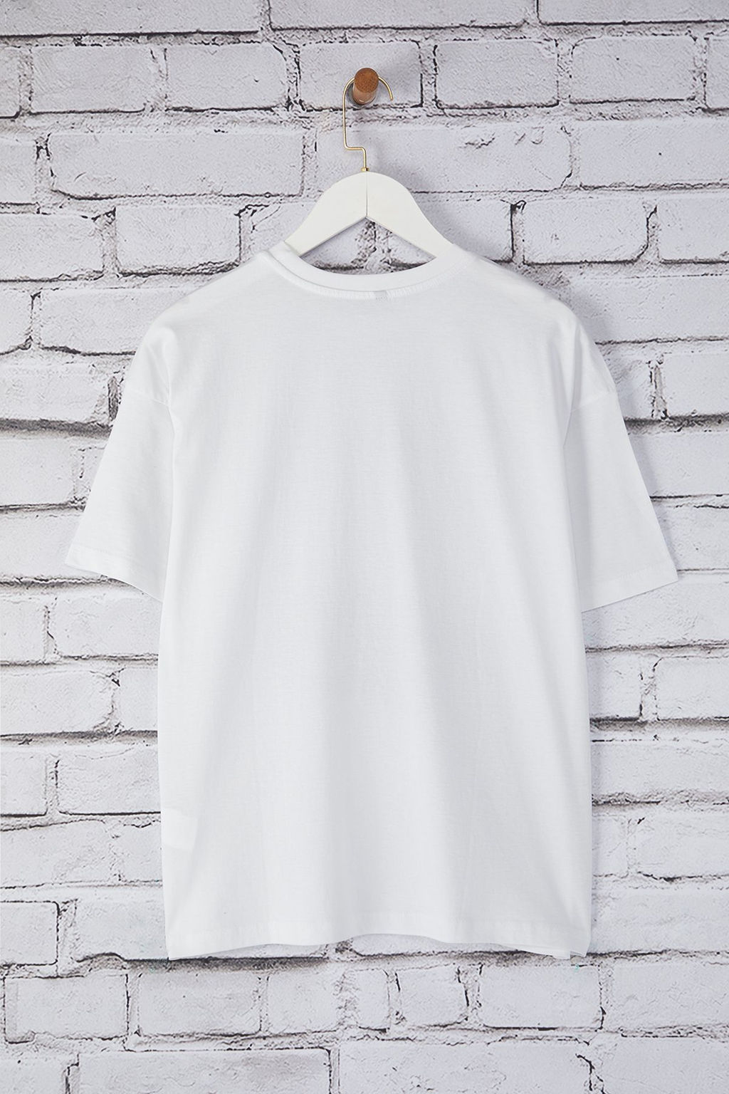 TRENDYOLMILLA Lacivert Kiraz Bask?l? Oversize/Genis Kal?p Orme T-Shirt TWOSS25TS00122  фото 12