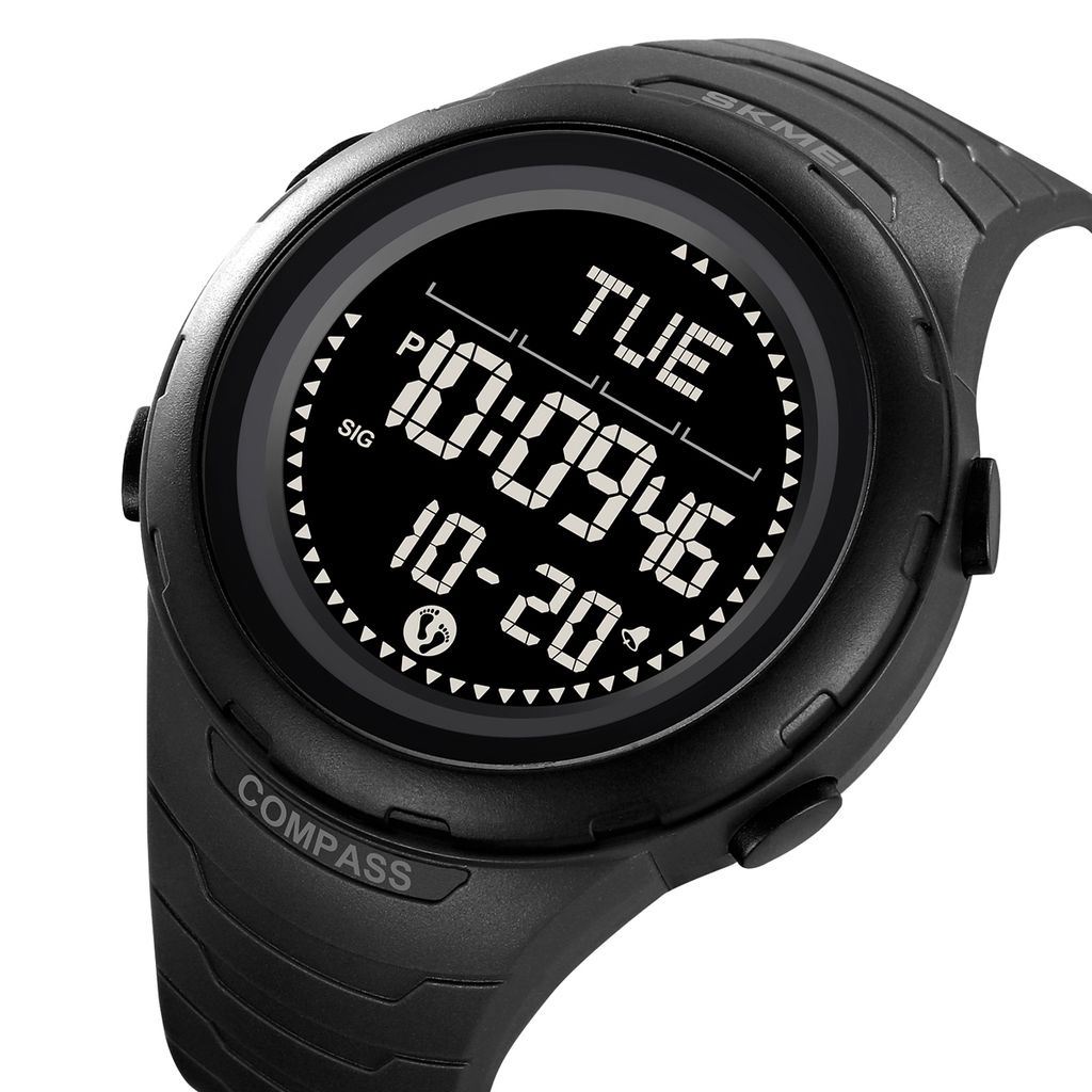 Часы наручные Skmei мужские электронные спортивные с компасом 2166black-black