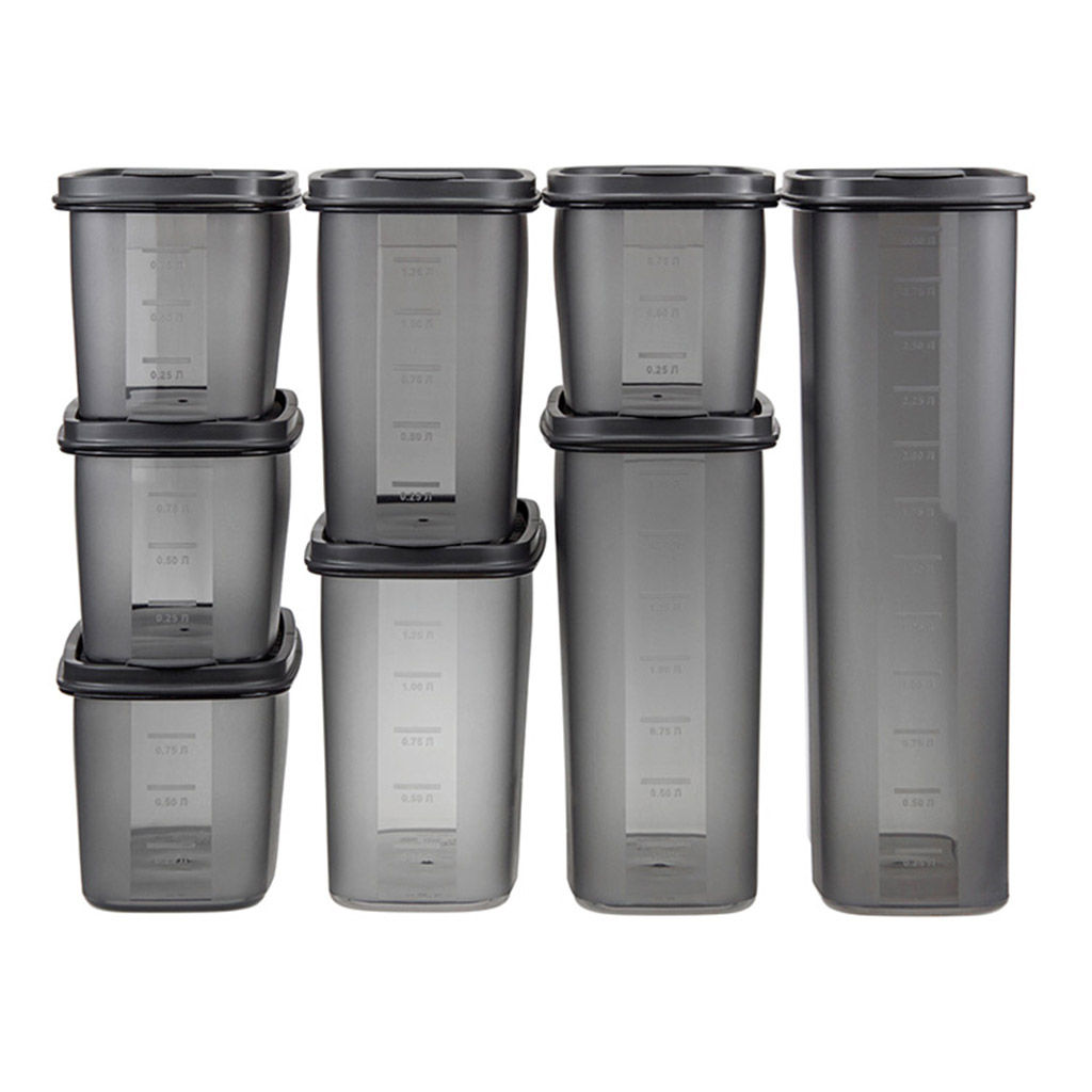 Банка для сыпучих продуктов пластмассовая Бест 1,5л, 9,5х19х14см, графитовый (Россия) - Домашняя мода фото 9