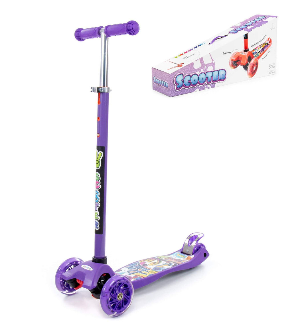 Полесье. Детский самокат (с наклейкой V1) (фиолетовый) (в коробке) арт.# 0072-V1(Ф)