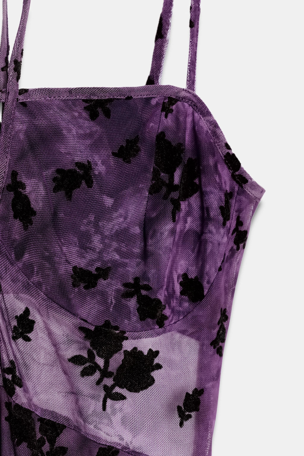 VESTIDO LARGO TUL FLOCADO / Morado - Zara фото 8