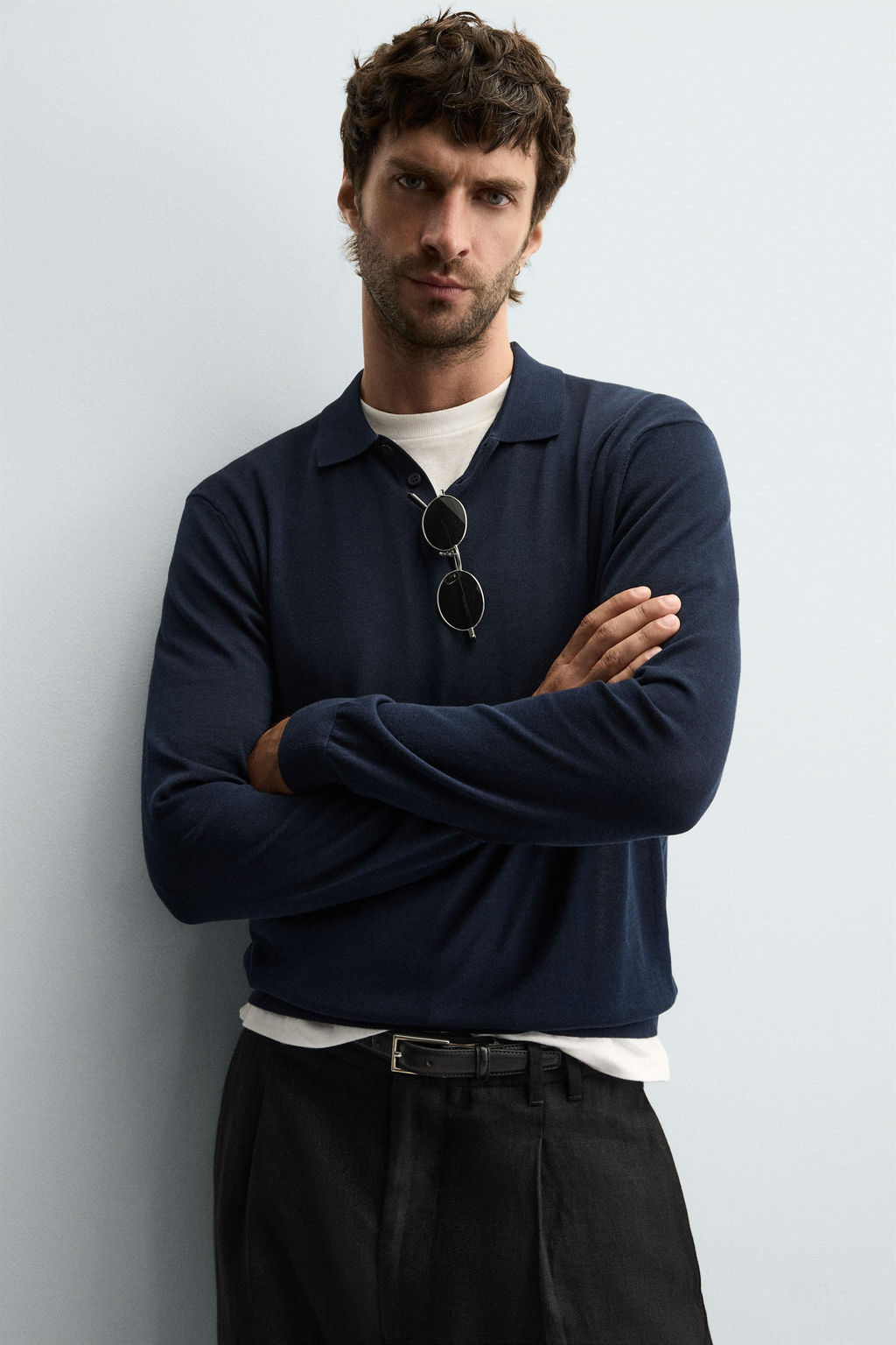 KNIT COTTON-SILK POLO SHIRT - Zara фото 6