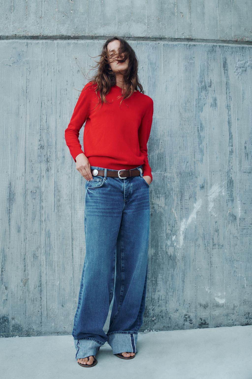 Z1975 SELVEDGE LOOSE WIDE-LEG MID-WAIST JEANS - Zara фото 8