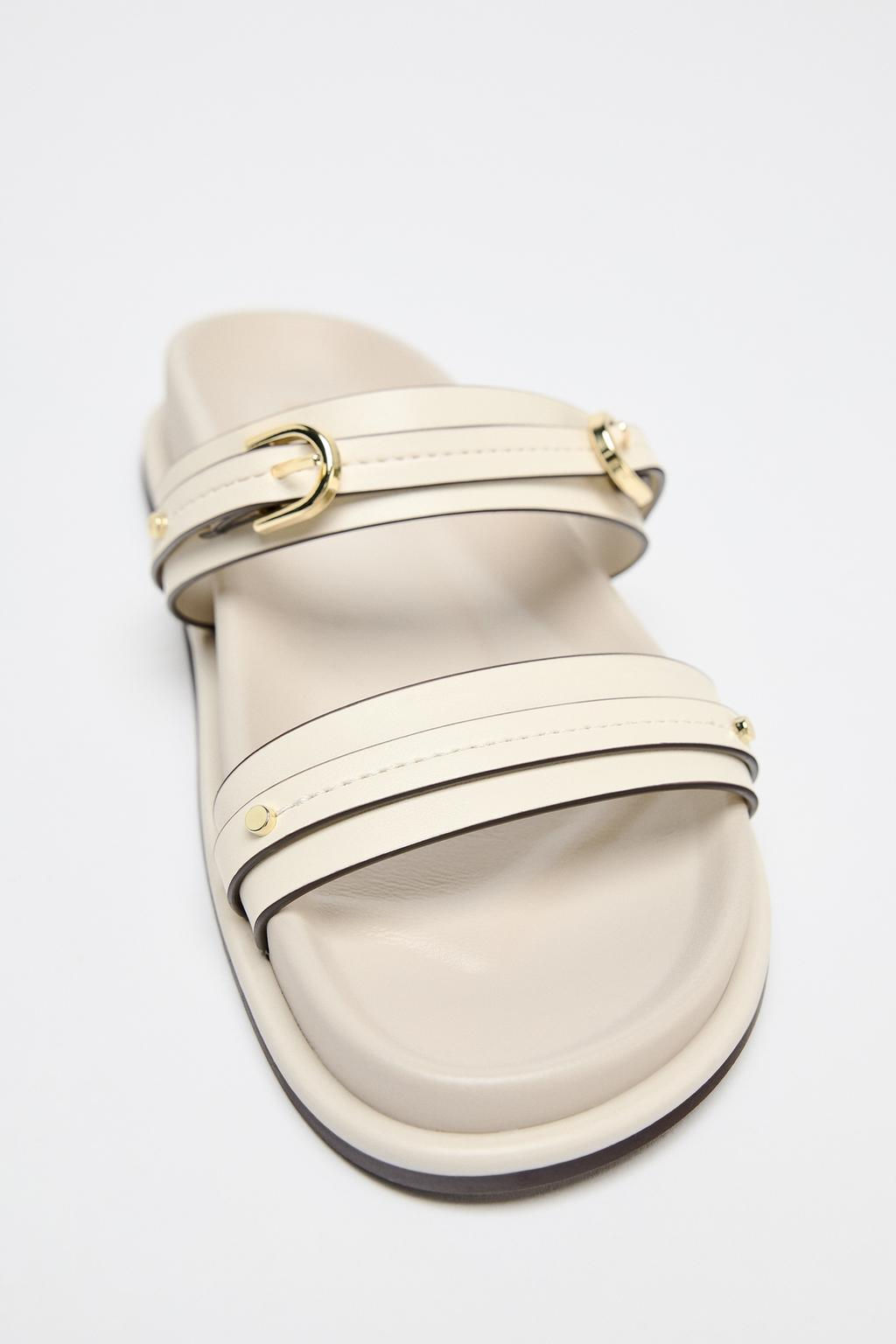 BUCKLED FLAT SLIDER SANDALS