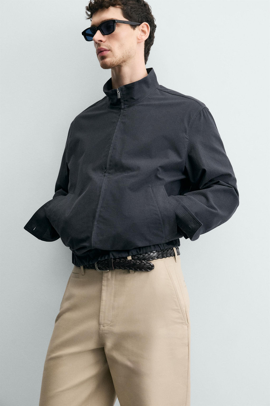 CAZADORA BOMBER REGULAR FIT CUADROS / Azul - Zara фото 5