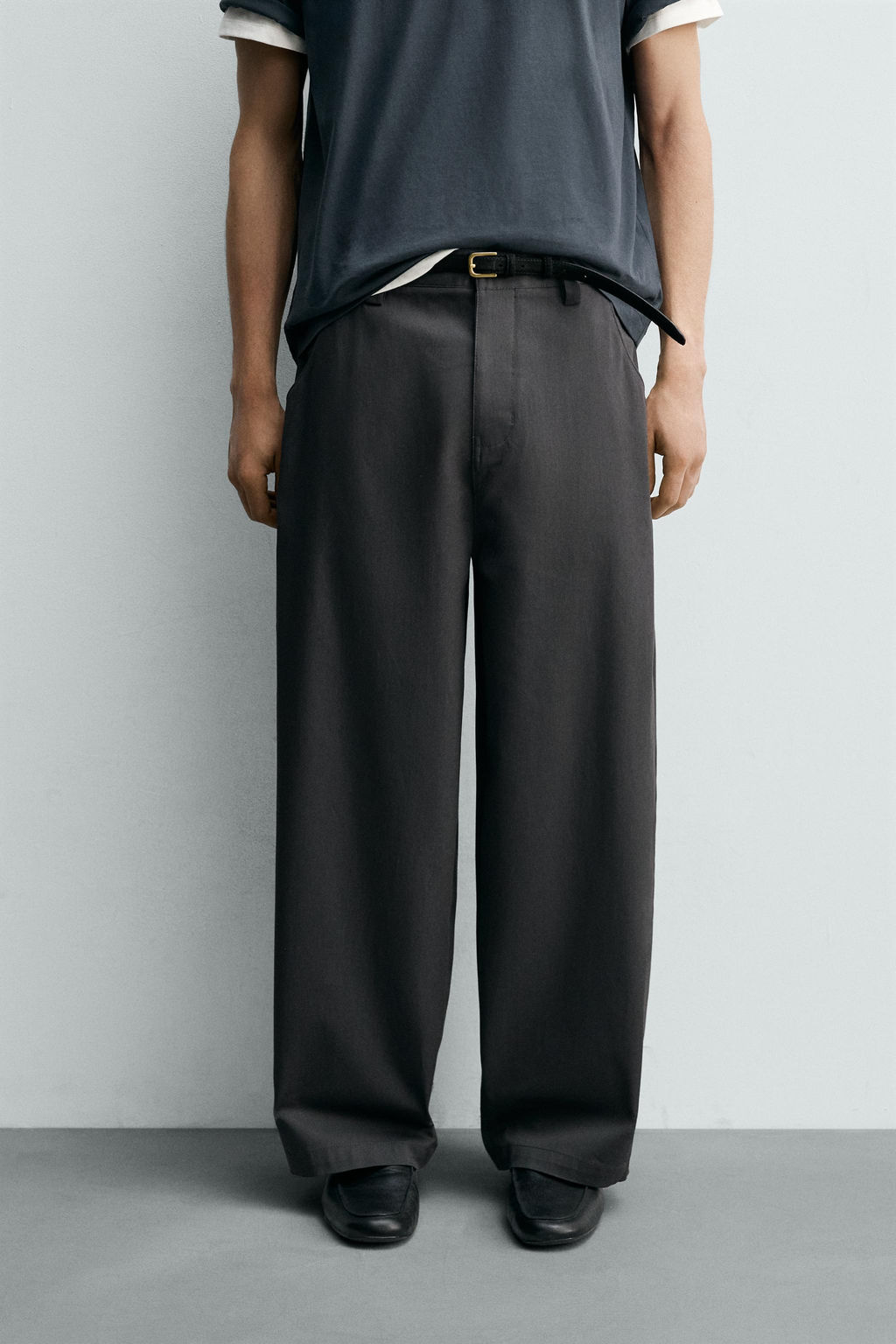 PANTAL?N WIDE  FIT CROPPED / Gris Antracita - Zara фото 2