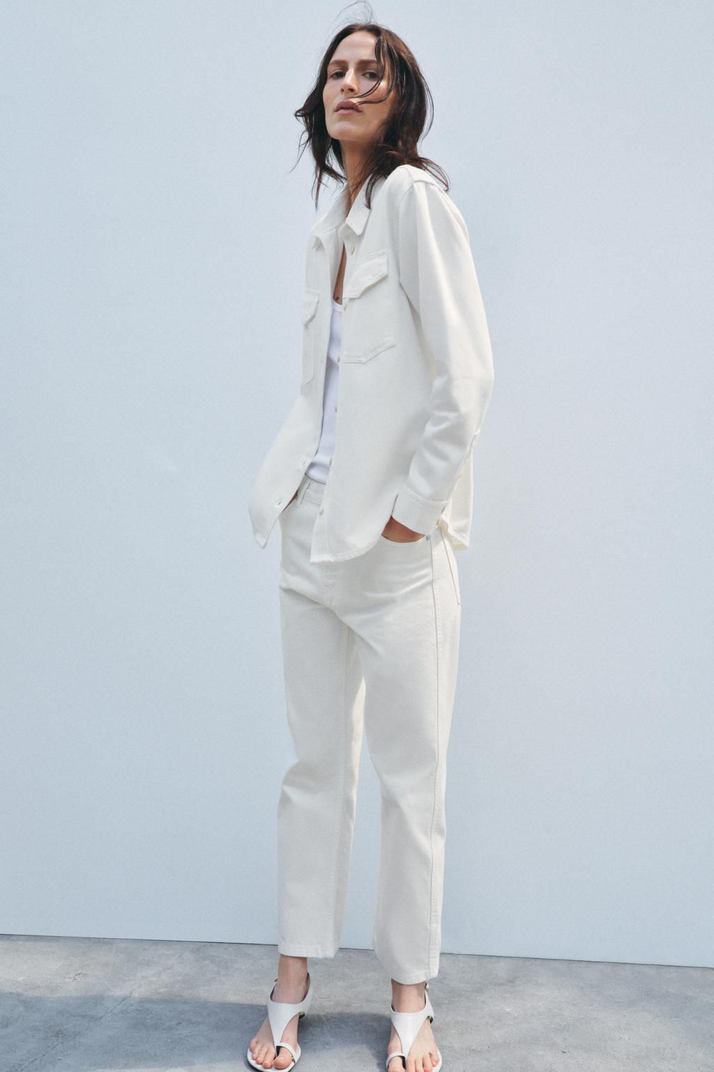 ZW COLLECTION CROPPED STRAIGHT HIGH-WAIST JEANS - Zara фото 3