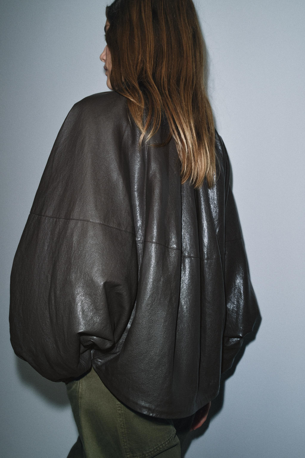 ZW COLLECTION LEATHER EFFECT BOMBER JACKET