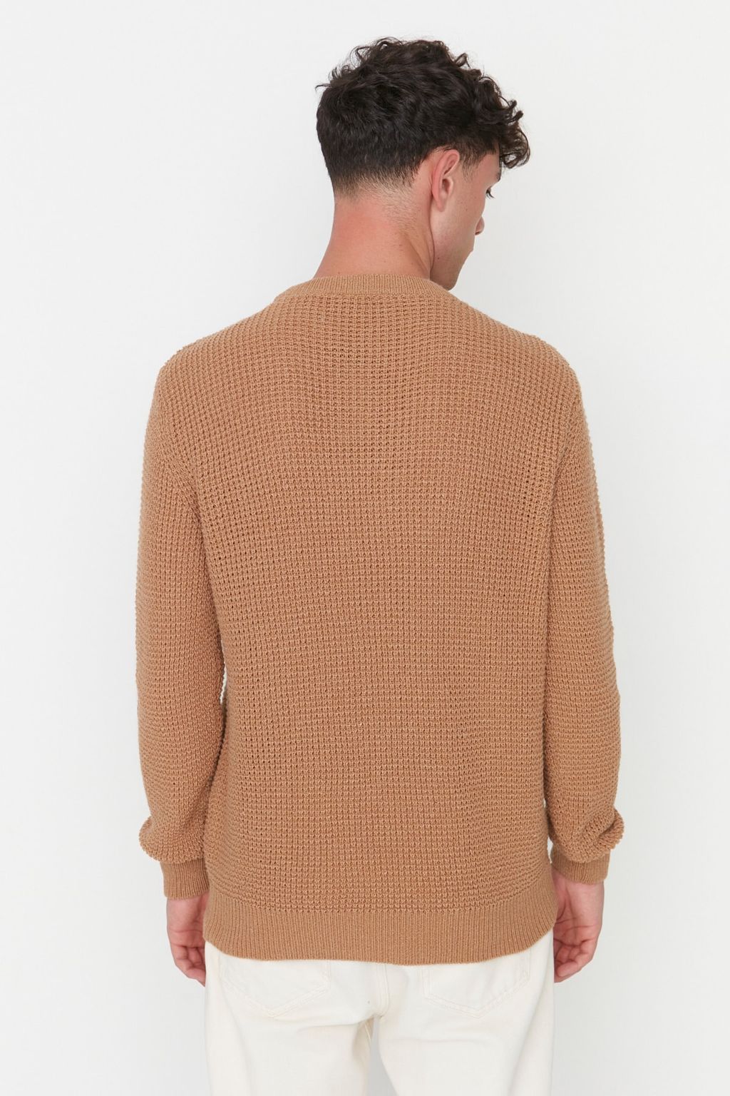 TRENDYOL MAN Camel Regular Fit Yunlu Bisiklet Yaka Dokulu Basic Triko Kazak TMNAW23KZ00028 - Trendyolmilla фото 9