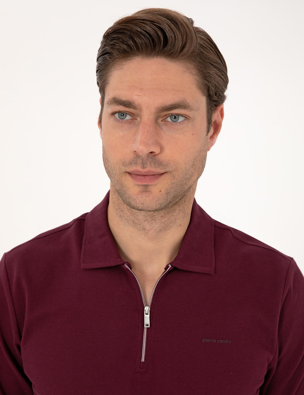 Bordo Slim Fit K_vr_lmaz Fermuarl_ Polo Yaka Basic Pike Sweatshirt - Pierre cardin фото 2