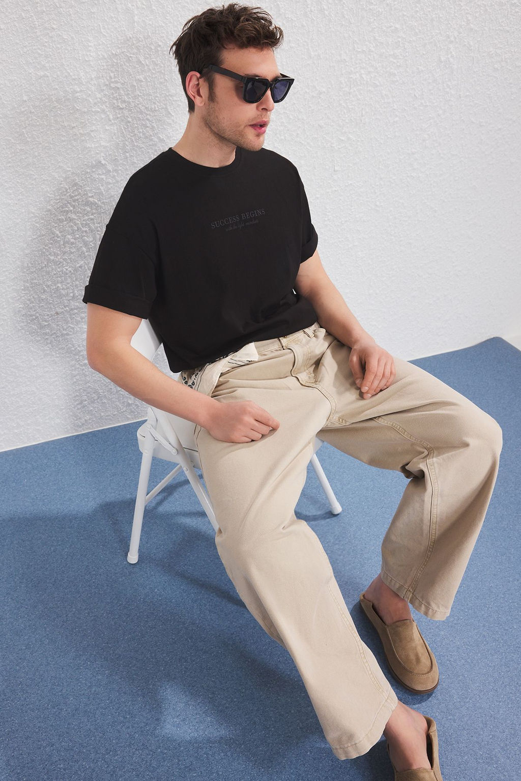 TRENDYOL MAN Haki-Siyah Oversize/Genis Kesim 2li Paket Yaz? Bask?l? %100 Pamuk T-Shirt TMNSS25TS00211 - Trendyolmilla фото 3