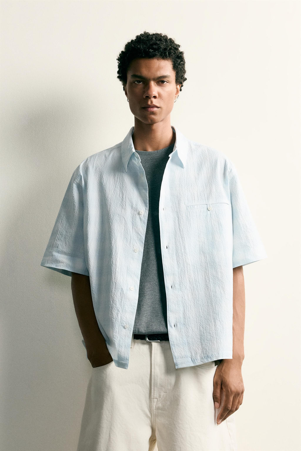 CAMISA DENIM RELAXED FIT CUADROS / Azul cielo - Zara фото 2