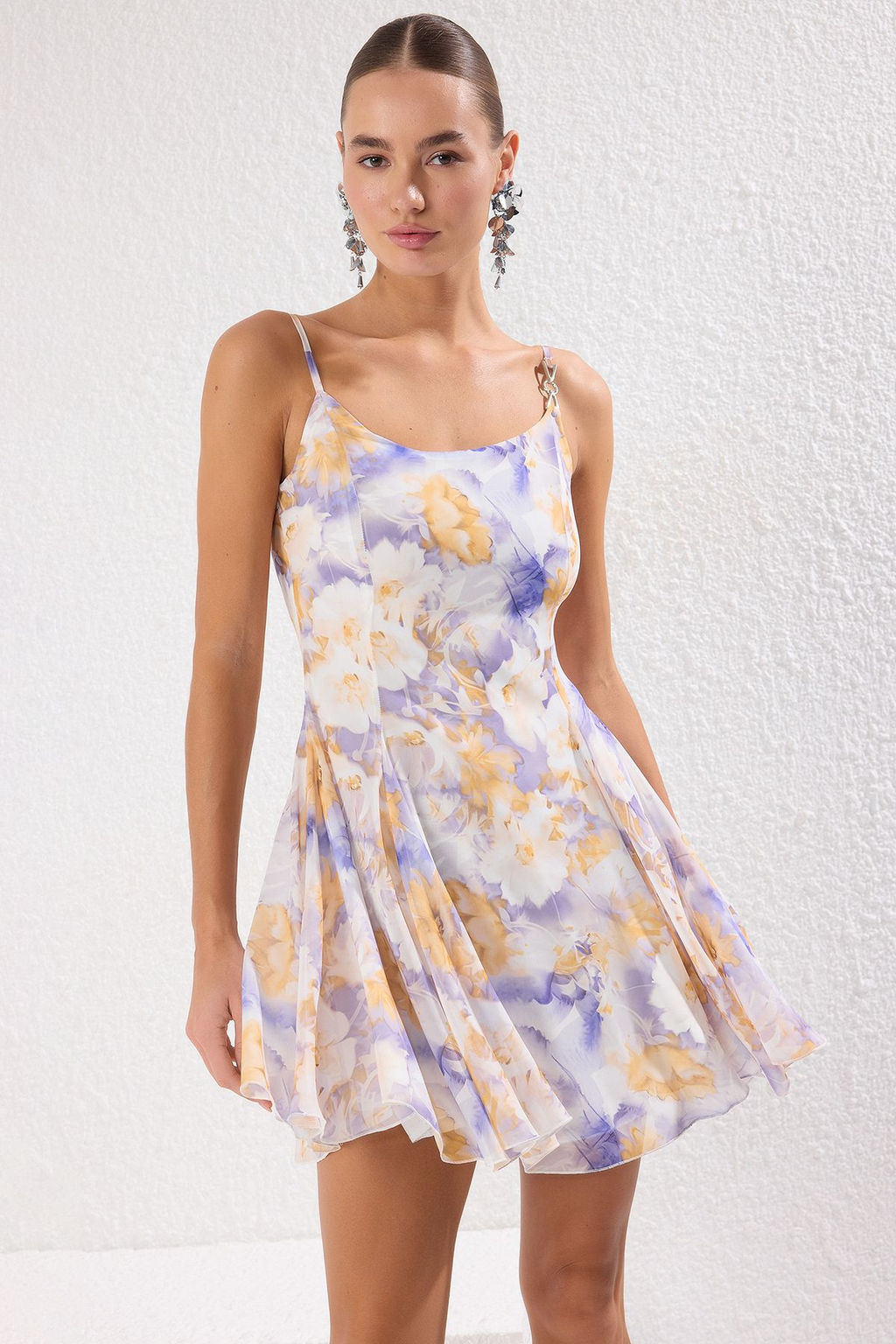 TRENDYOLMILLA Siyah A-Kesim Astarl? Dokuma Sifon K?sa Abiye Gece Elbise TPRSS23EL00033  фото 31