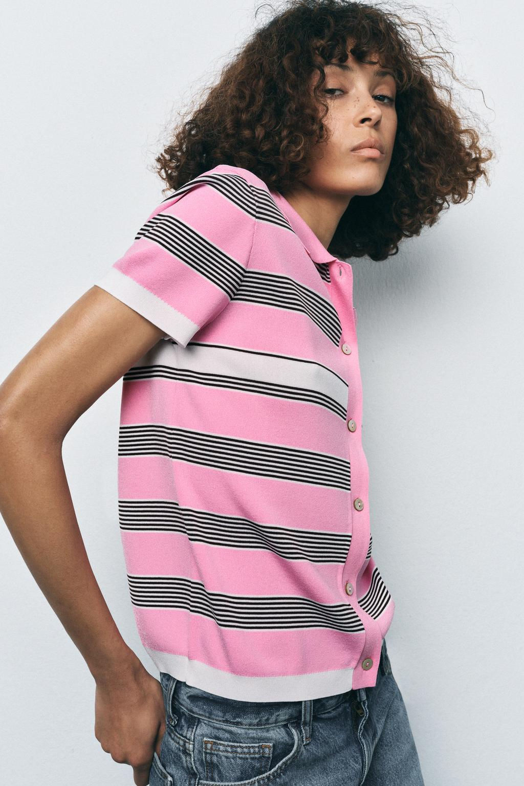 STRIPED KNIT POLO TOP - Zara фото 2