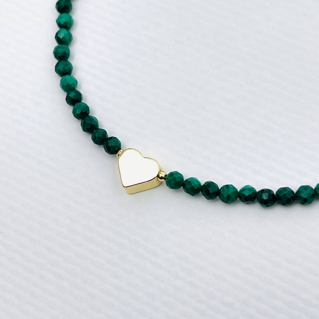 Бусы из Малахита со вставкой "Сердце" 40 см +