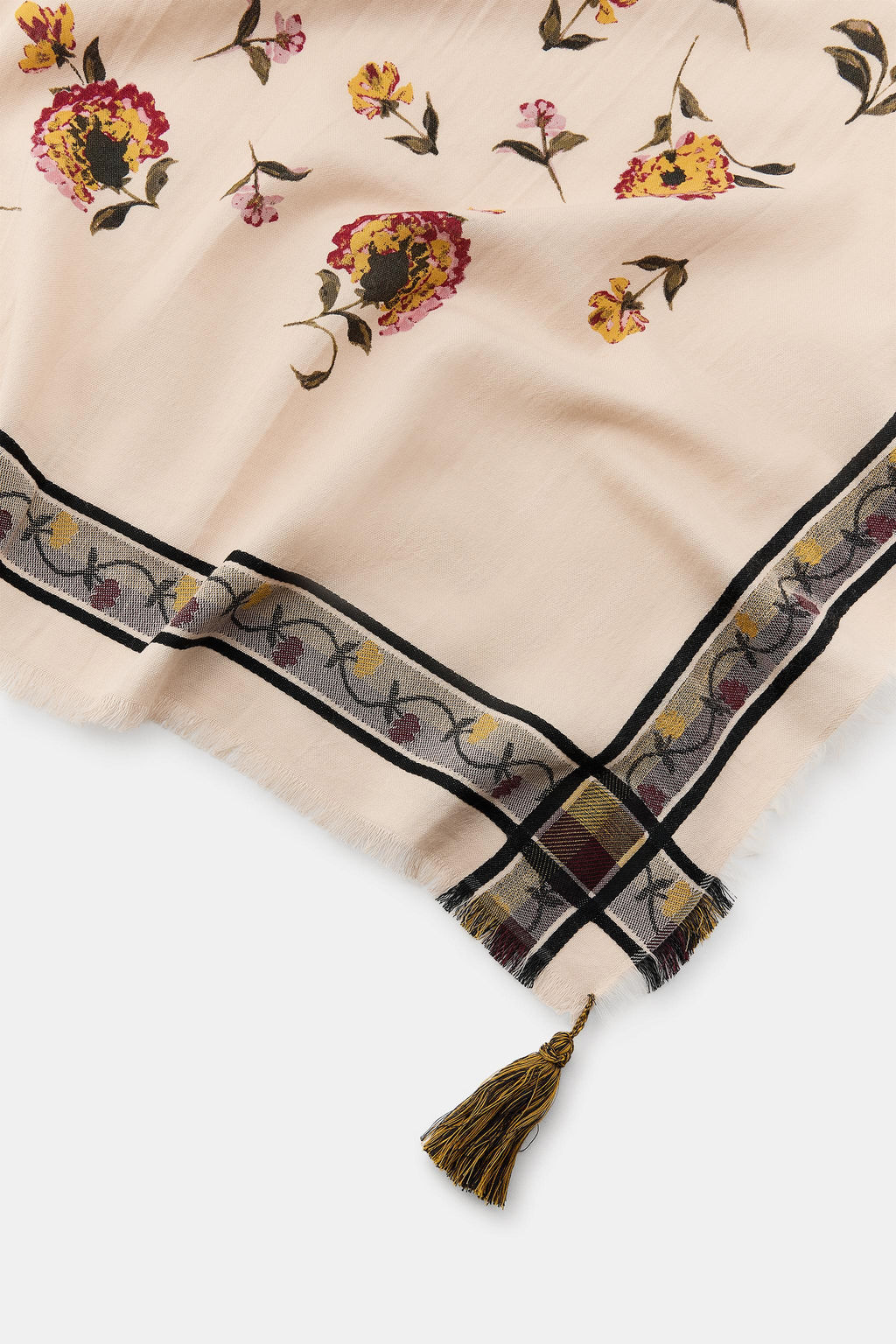 FLORAL PRINT SCARF WITH WOOL - Zara фото 2