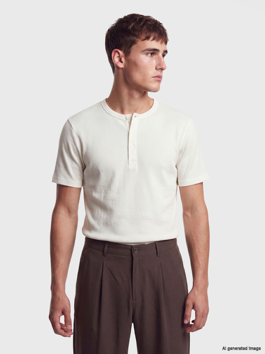 Henley Yaka Regular Fit Erkek Ti??rt