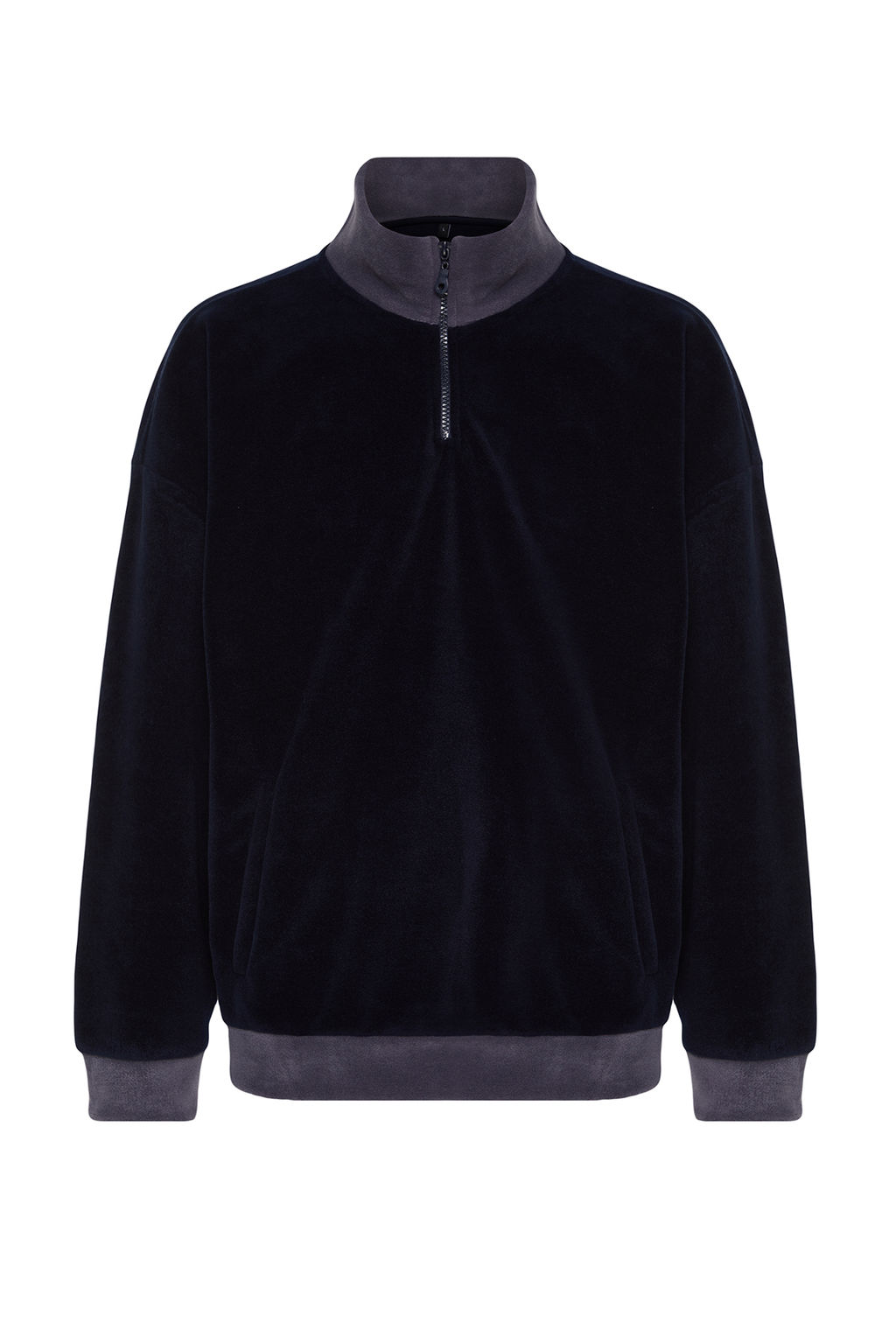 TRENDYOL MAN Lacivert Oversize/Genis Kesim Dik Yaka Renk Blok Anti-pilling Polar Polar Sweatshirt TMNAW24SW00036 - Trendyolmilla фото 3