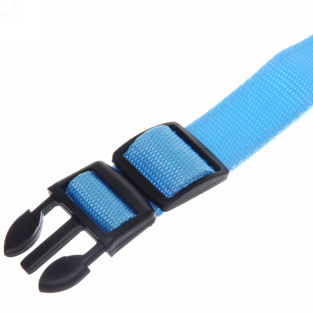 Ошейник с подсветкой и кольцом для жетона для средних пород собак "Бро видно", цвет голубой, размер M - 2,5*50см (лейбл)