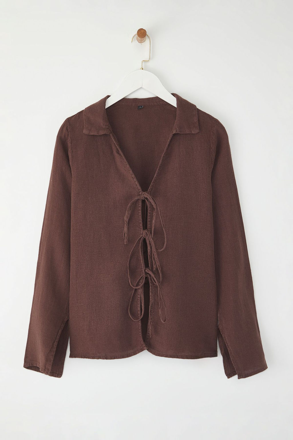 TRENDYOLMILLA Beyaz %100 Keten Baglama Detayl? Gomlek TWOSS25GO00124 фото 5