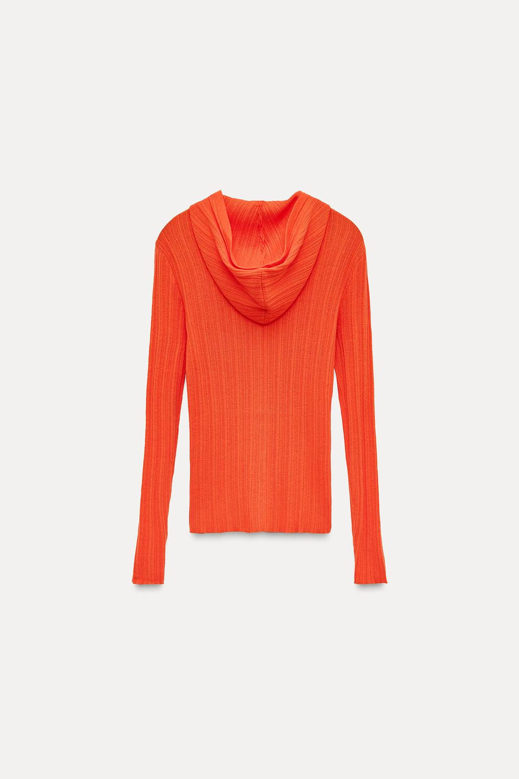 RIBBED KNIT HOODED CARDIGAN - Zara фото 2