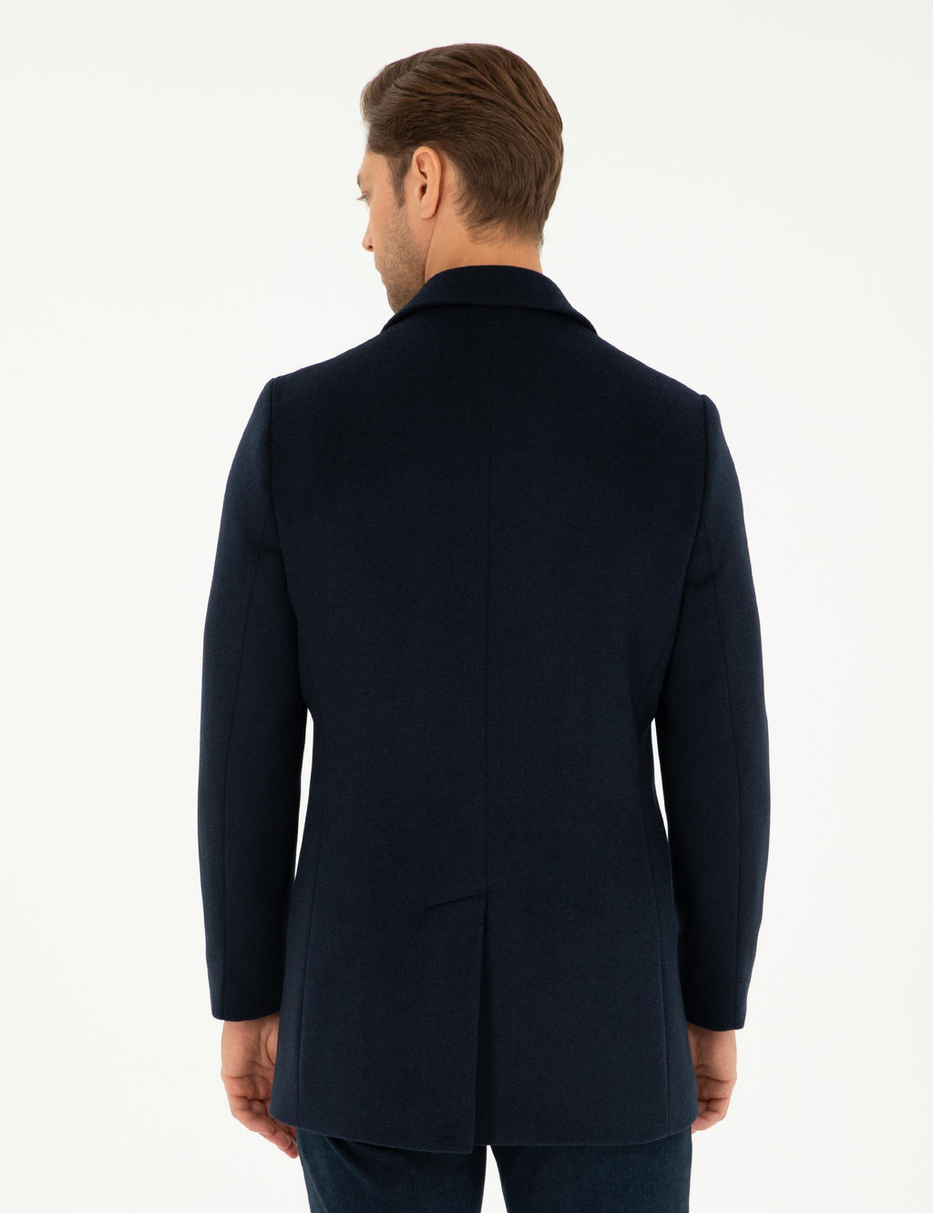 Lacivert Ekstra Slim Fit Y_n Kar___ml_ Ka_e Kaban - Pierre cardin фото 5