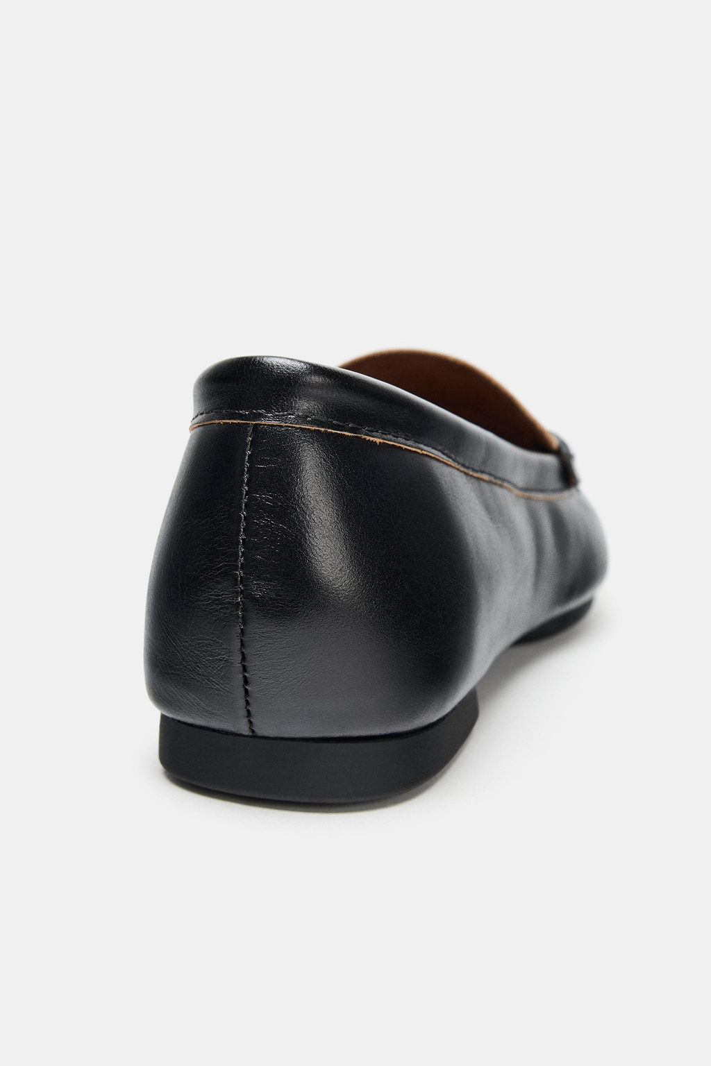 LEATHER LOAFERS WITH SQUARE TOE - Zara фото 5