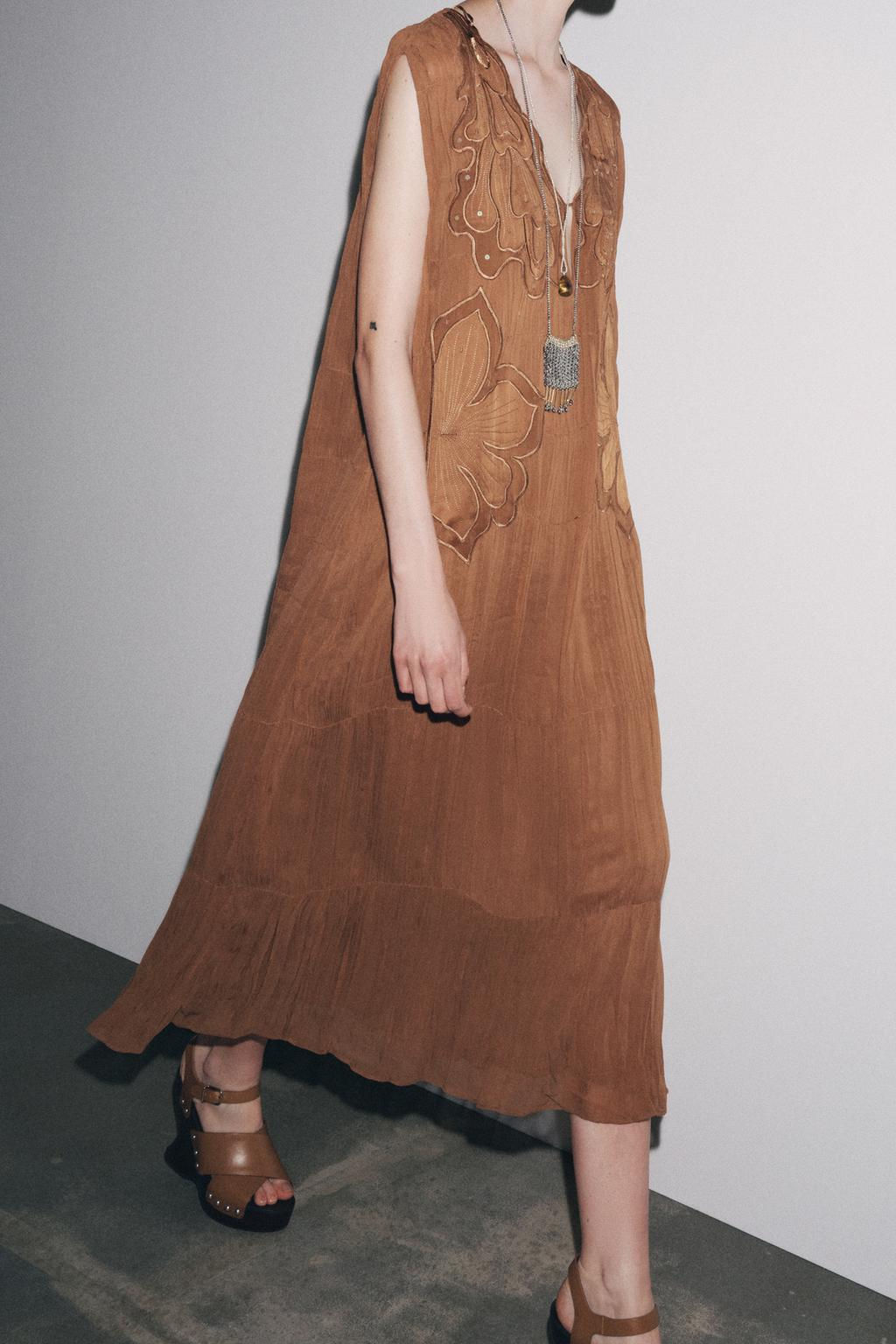 ZW COLLECTION GATHERED EMBROIDERED DRESS - Zara фото 5