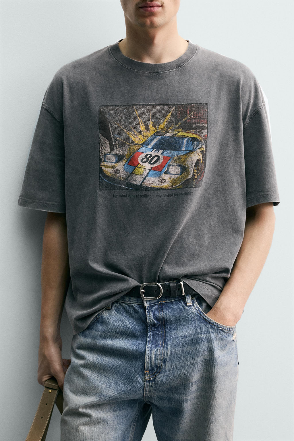CAMISETA LAVADA ESTAMPADO C?MIC / Gris
